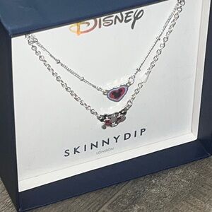 Disney Silver tone and Black Necklace Set